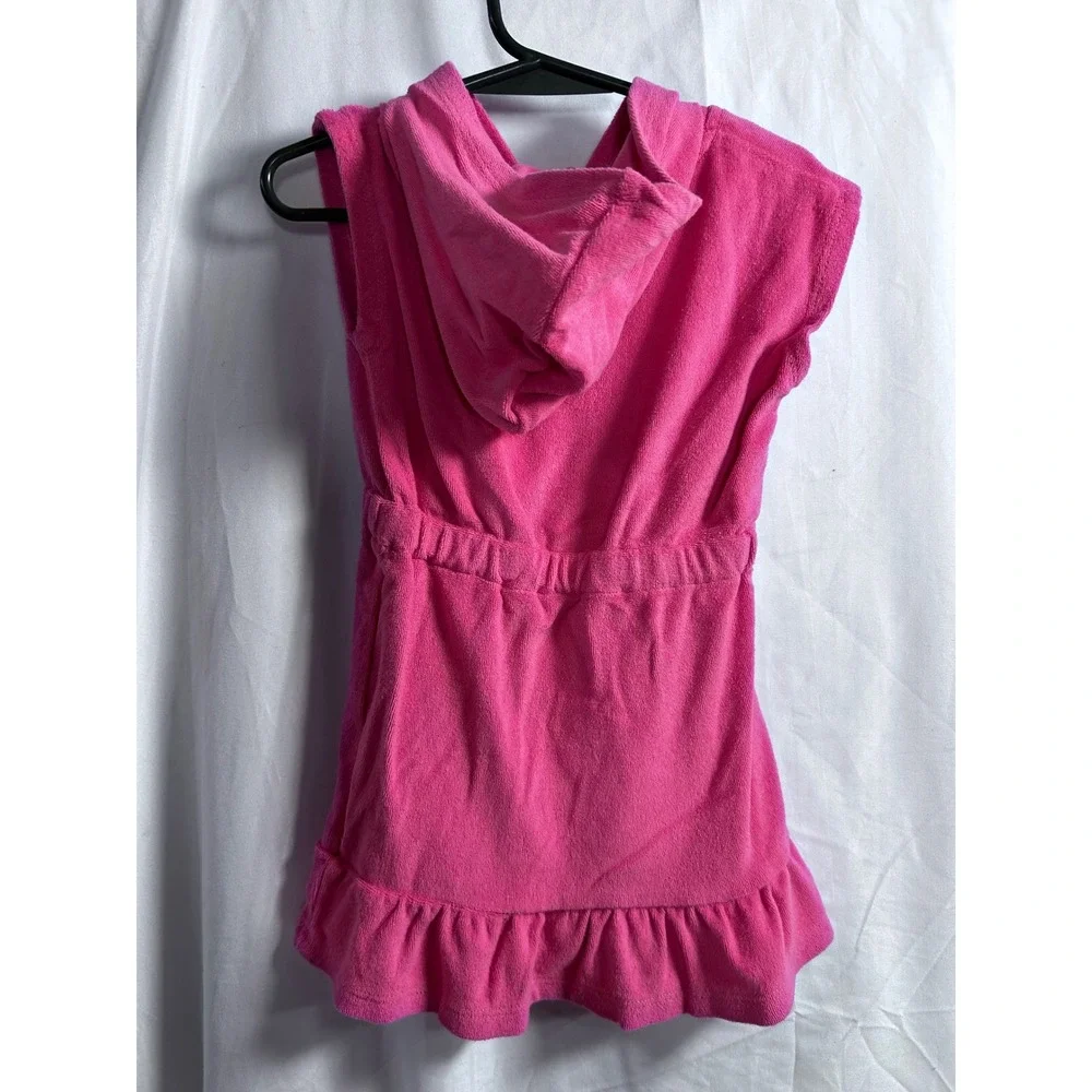 Disney Minnie Mouse Swim Cover Up 2T Pink Terry Cloth Hooded Dress Girls
